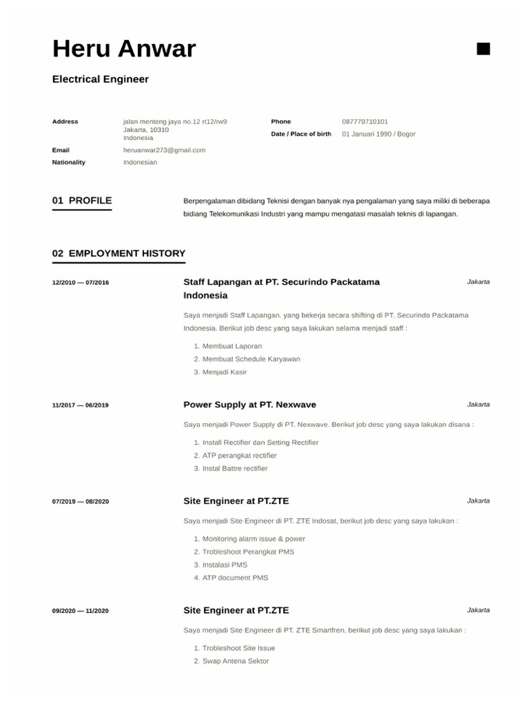 CV Heru Anwar | PDF