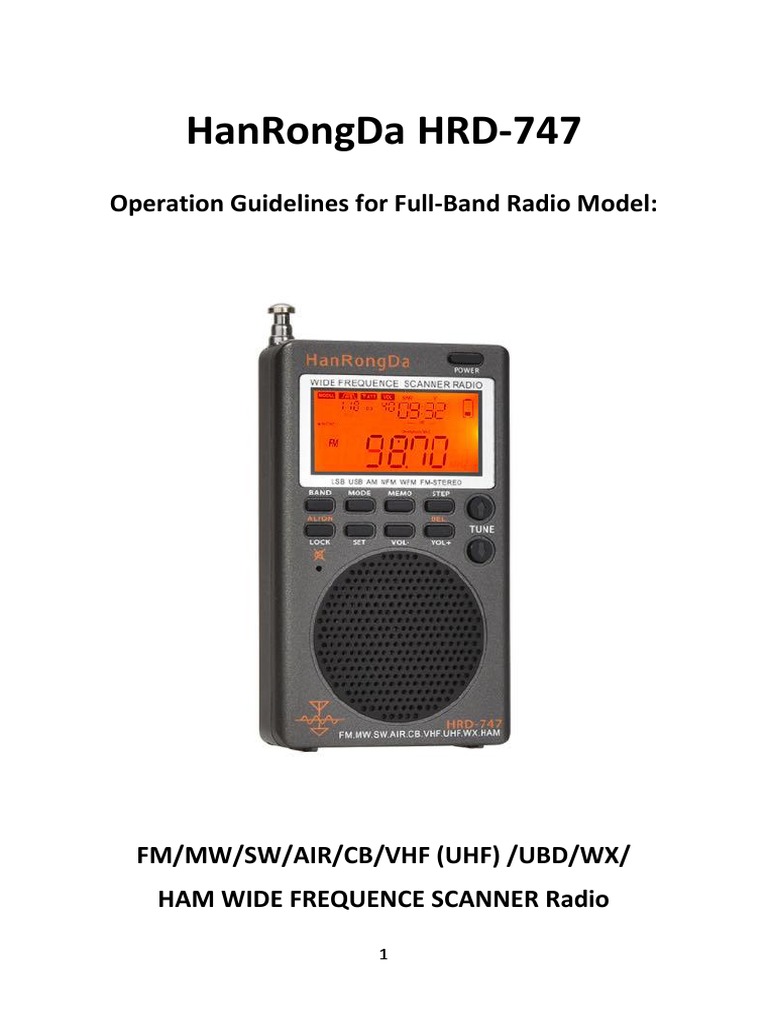 HanRongDa HRD 747 Operation Manual | PDF | Frequency Modulation | Radio
