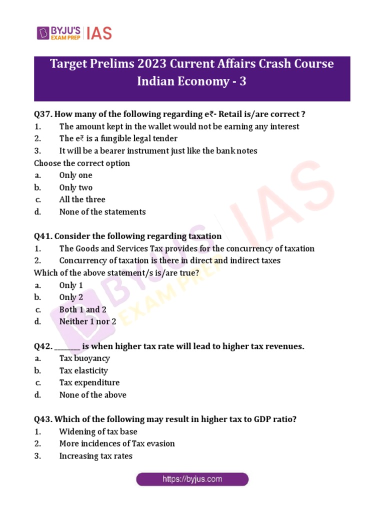BYJUS Exam Prep IAS Indian Economy 3 PDF Bonds (Finance) Taxes