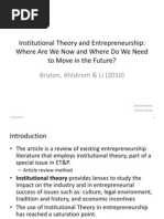 Article Review - Institutional Entrepreneurship