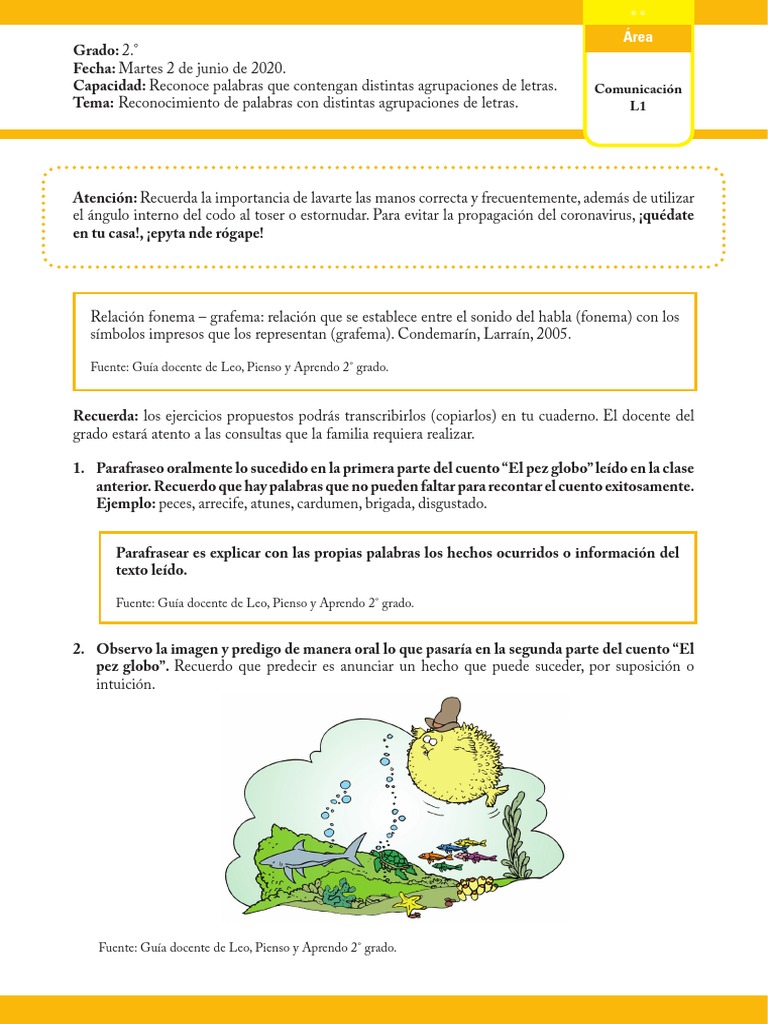 Actividades de Comunicación para 2° Grado | PDF | Artes del Lenguaje y ...