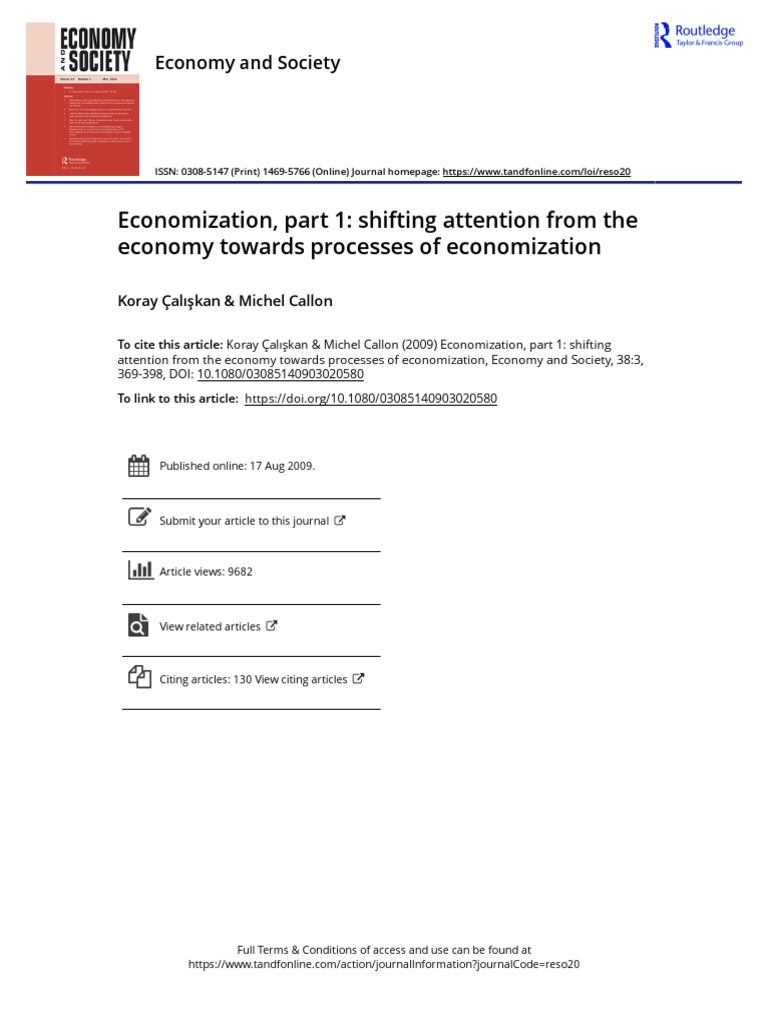Economization Part 1 Shifting Attention From The Economy Towards ...