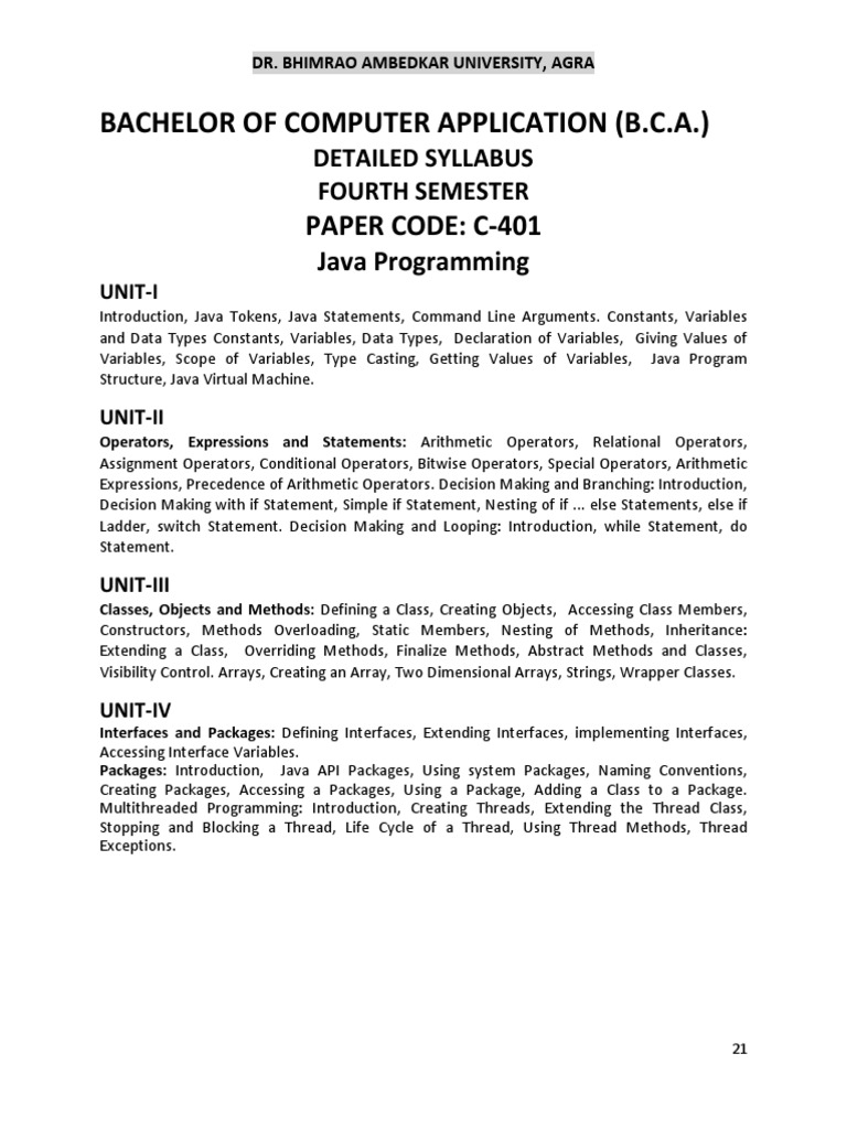 BCA 4th Sem Syllabus Only | PDF | Computer Network | Method (Computer ...