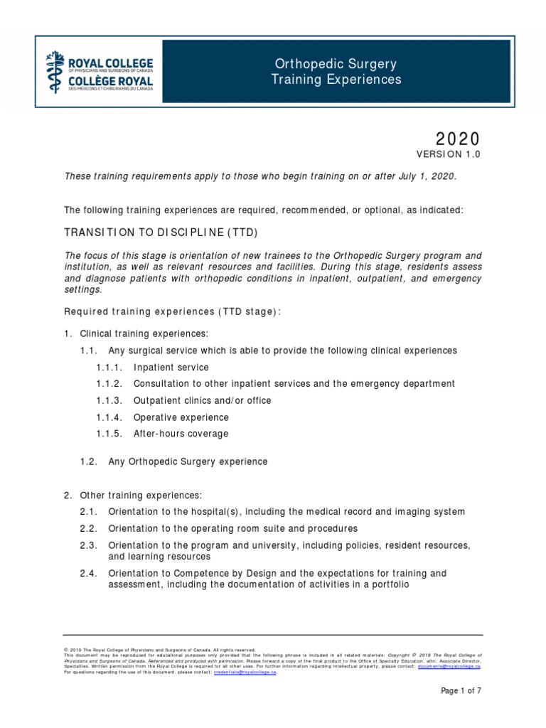 Orthopedic Surgery Training Experiences e | PDF | Orthopedic Surgery ...