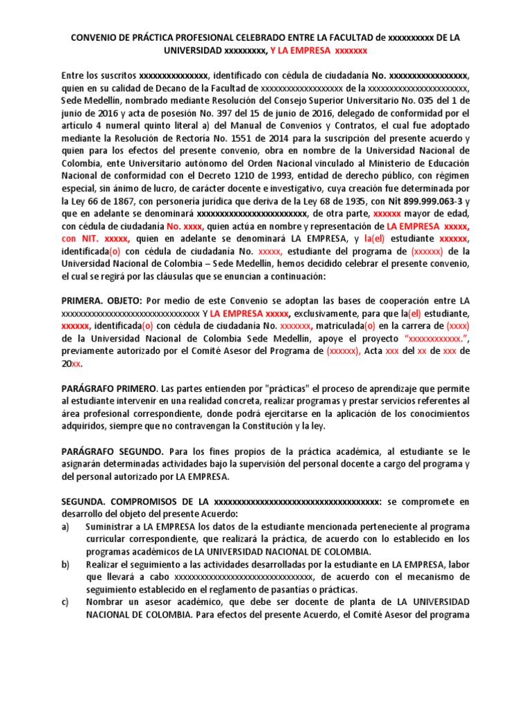 Modelo Acuerdo de Practica | PDF