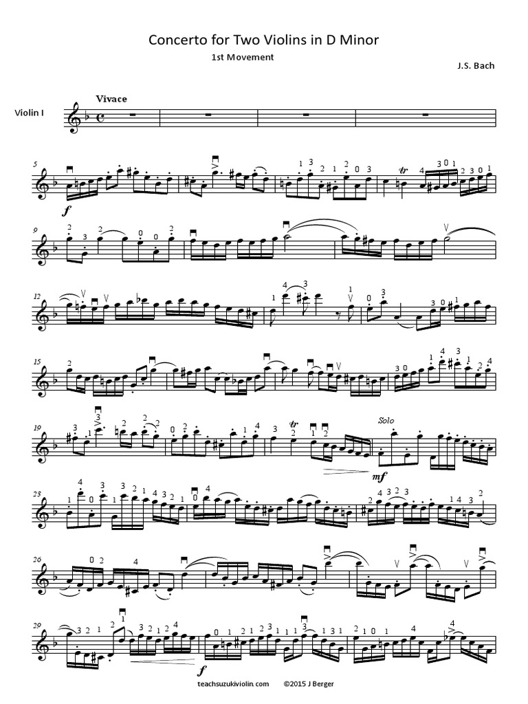 Concerto For Two Violins by JS Bach 1st MVT Violin I | PDF | Échecs ...
