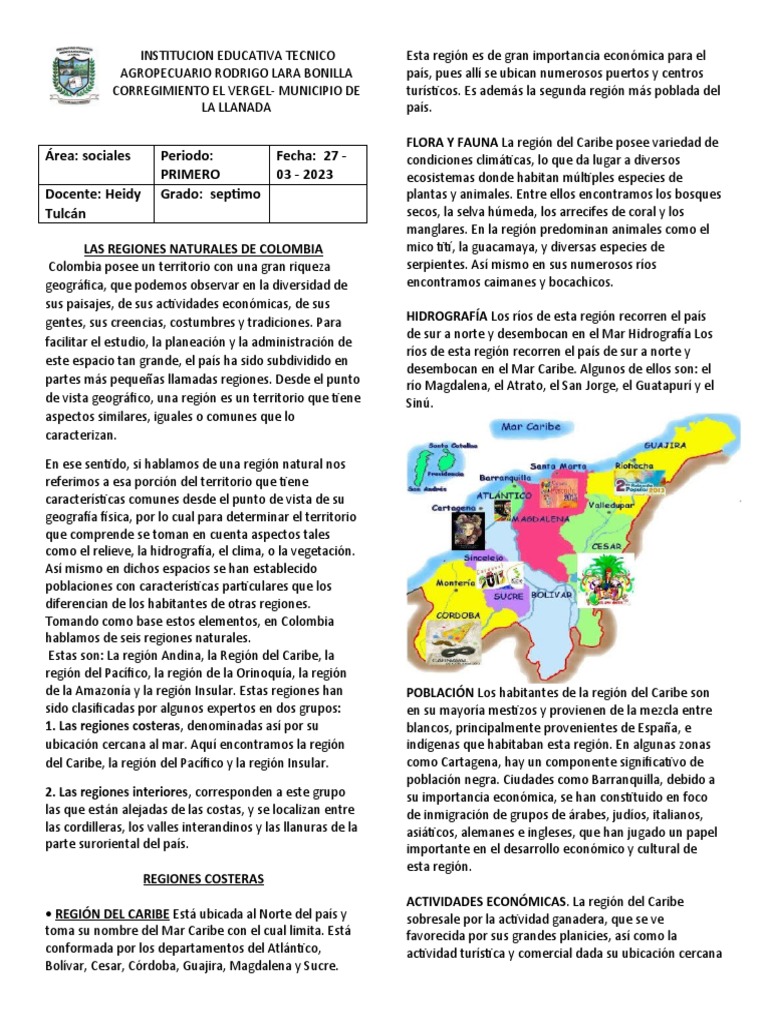 Regiones Naturales de Colombia para Niños | PDF | Ciencias de la Tierra ...