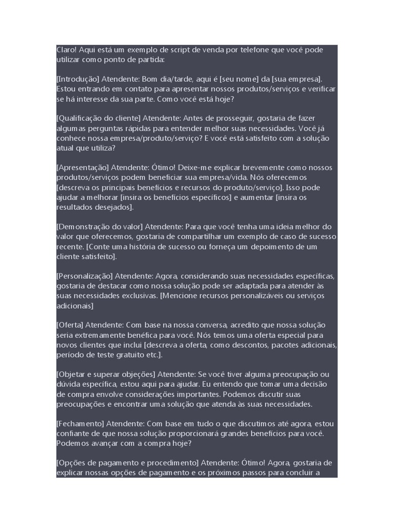 Script De Venda Pdf