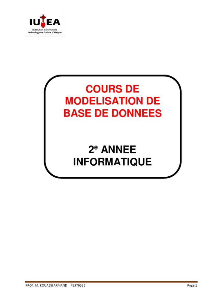 Fascicule de modelisation de base de donnees 2020 pdf