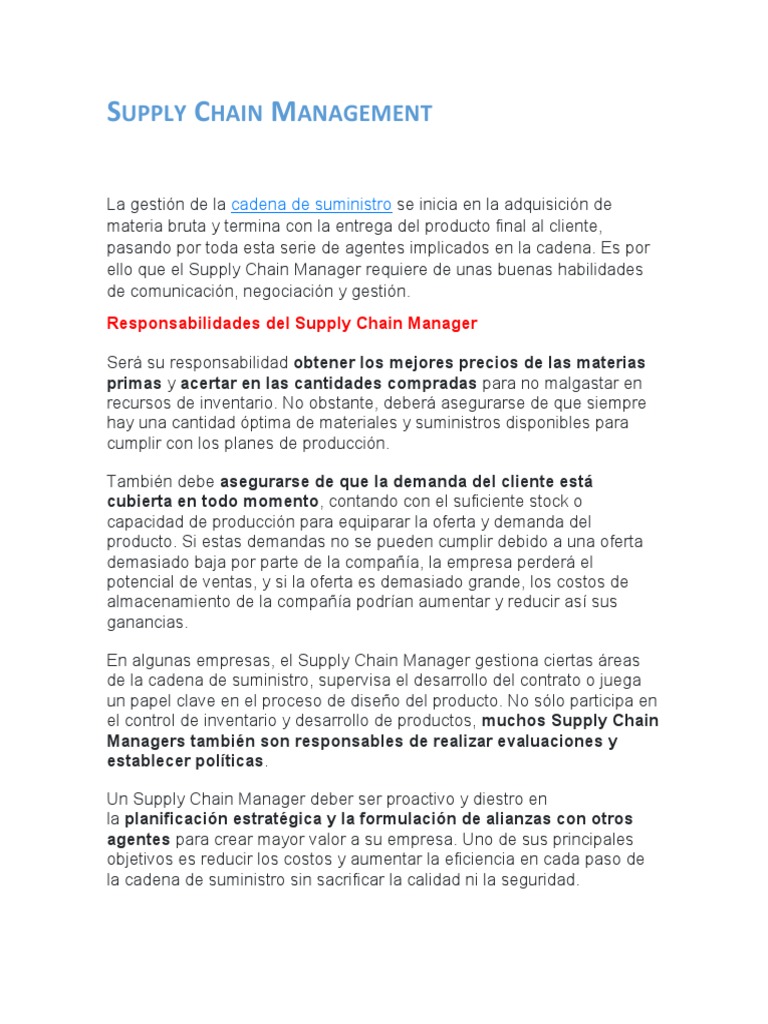 Supply Chain Management | PDF | Gestión de la cadena de suministro ...