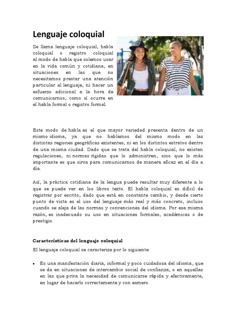 Características del lenguaje coloquial | PDF | Multilingüismo | Poesía