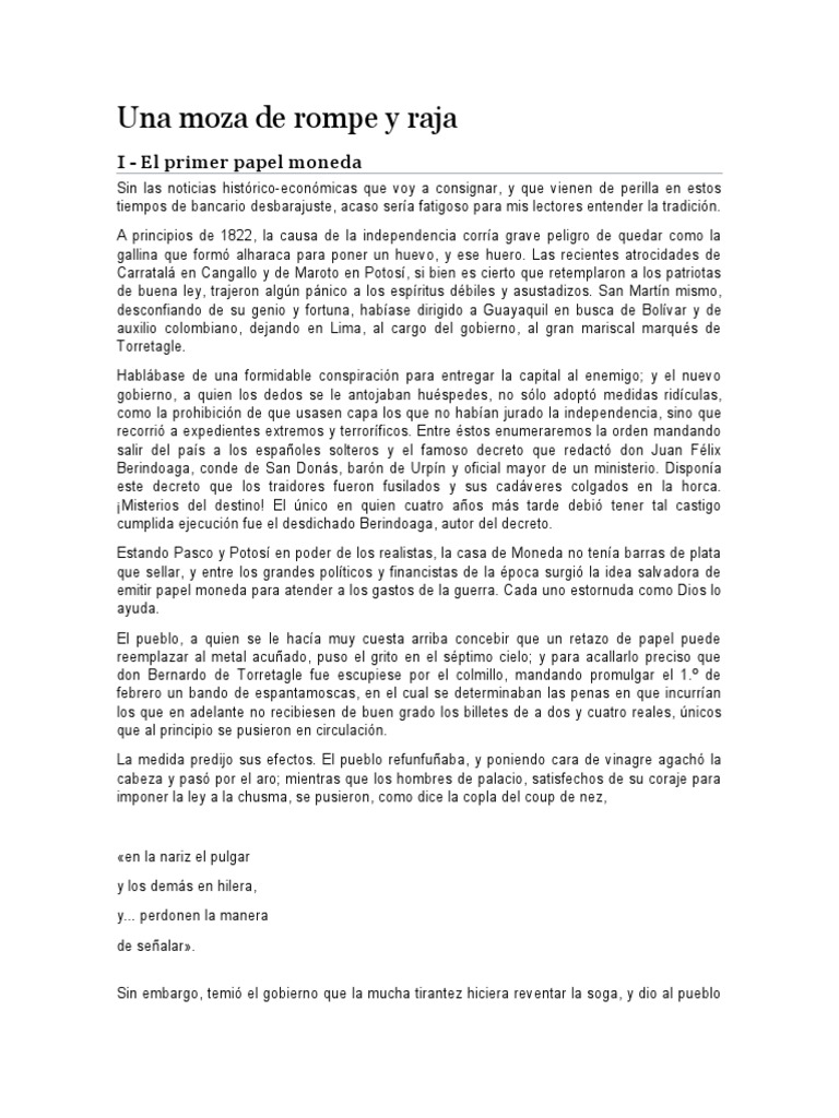 Una Moza de Rompe y Raja | PDF