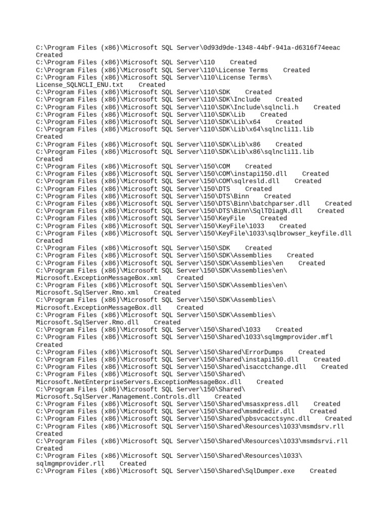 Sql express 2019 log files and folders pdf component object model