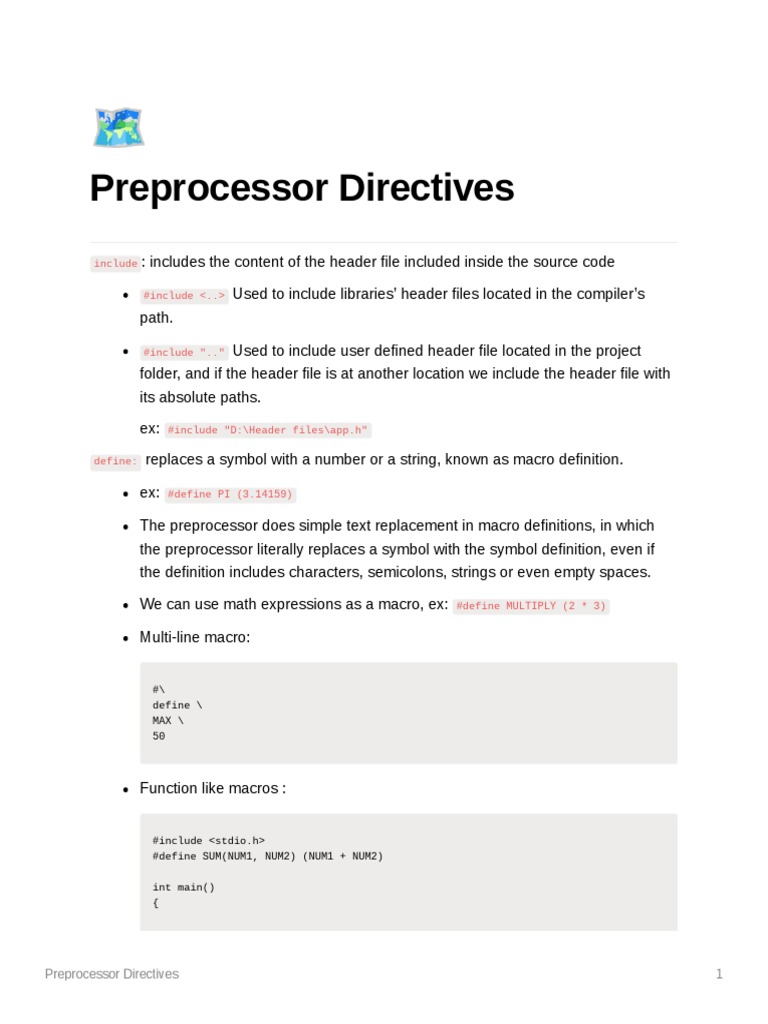 Preprocessor Directives Summary | PDF | Computer Programming | Computer ...