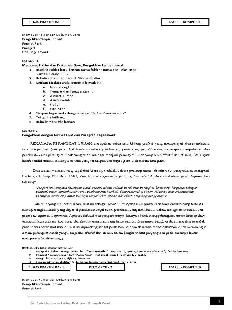 Praktikum mengetik di ms word membuat folder dan dokumen baru kel 1