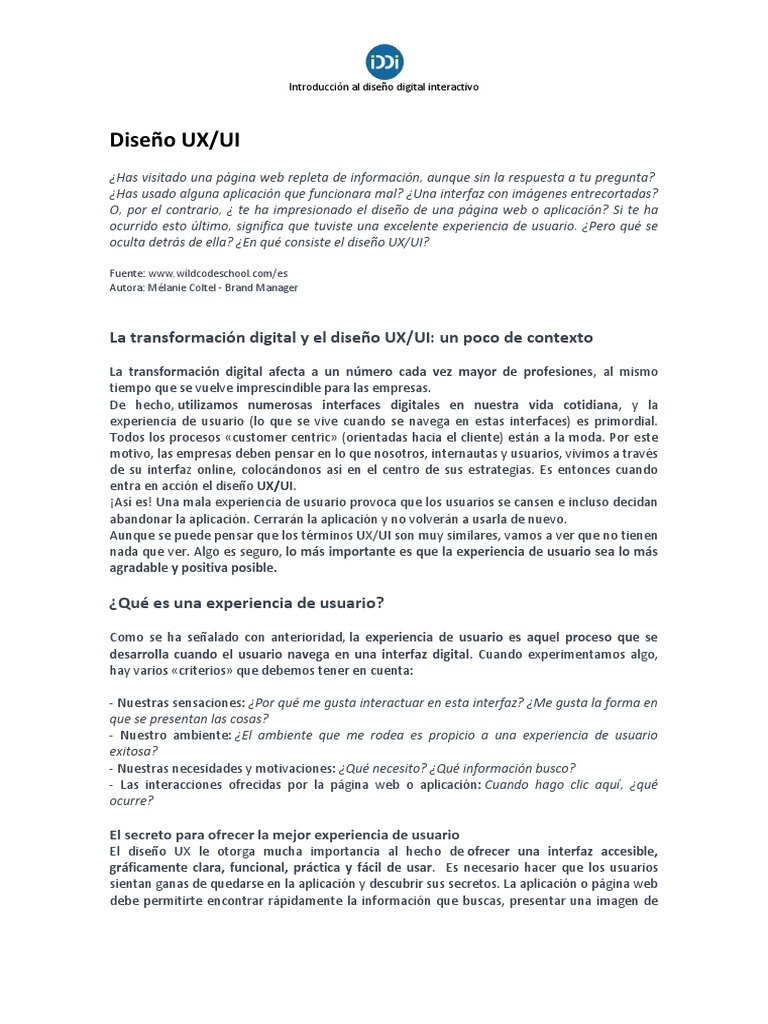 Diseno UX UI | PDF | Experiencia de usuario | Interfaz de usuario