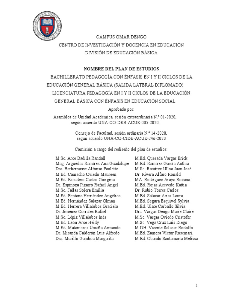 U.V. Rediseno Plan de Pedag I y II Ciclo | PDF | Maestros | Enseñando