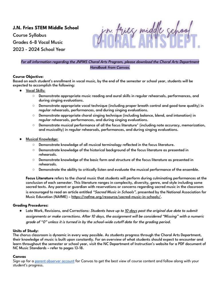 Chorus Syllabus 2023-24 | Download Free PDF | Singing | Choir