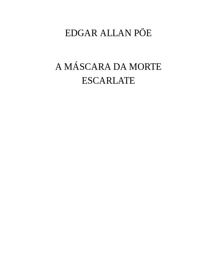 A Máscara Da Morte Rubra Autor Edgar Allan Poe | PDF | Clássicos