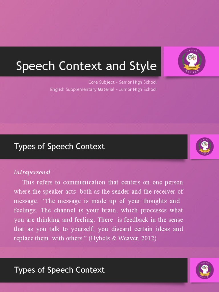 Understanding Speech Contexts and Styles | PDF | Communication ...