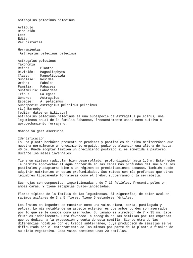 Astragalus Pelecinus Pelecinus PDF