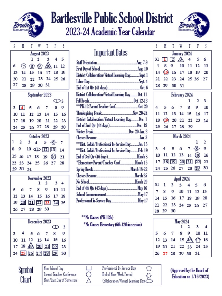 2023 2024 Academic Calendar PDF Academia Schools