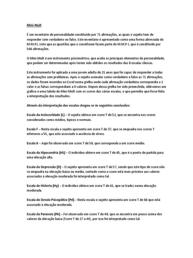 Mini Mult - Resultados | PDF