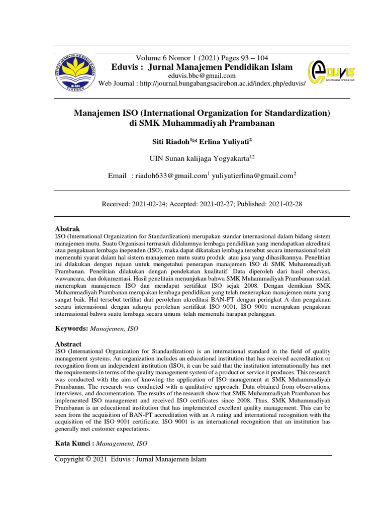 Eduvis: Jurnal Manajemen Pendidikan Islam: Volume 6 Nomor 1 (2021 ...
