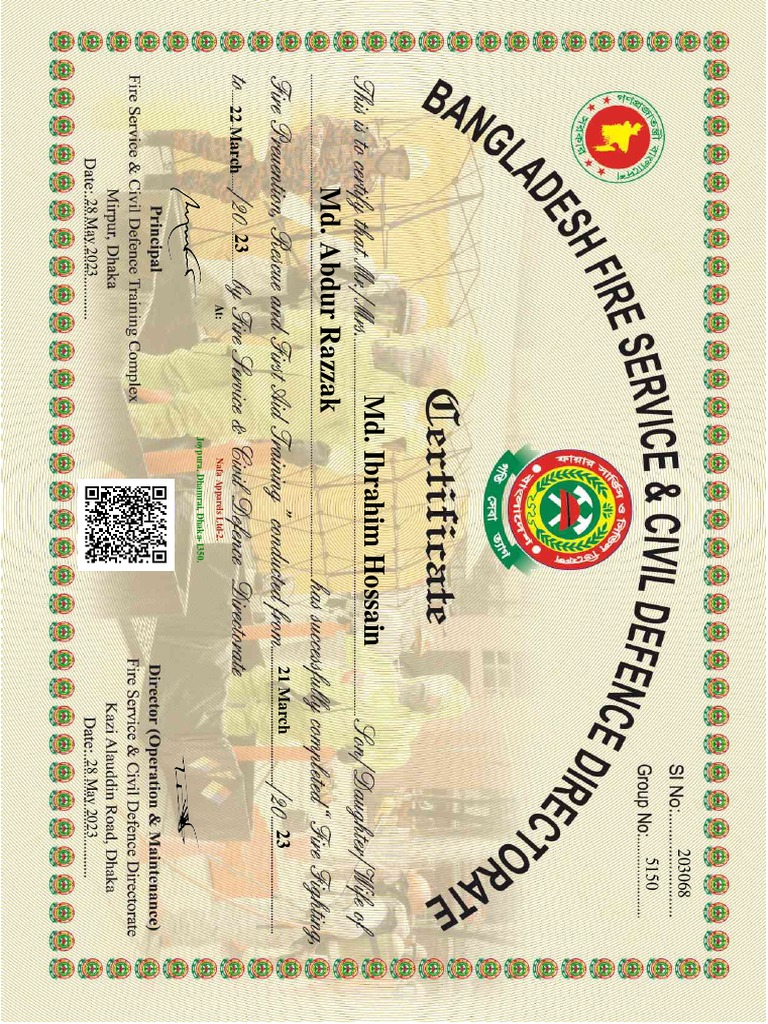 Fire Service Training Certificate List | PDF | Bangladesh