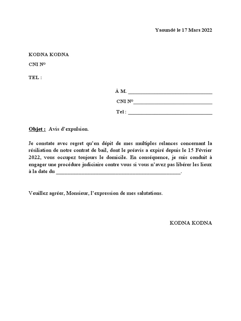 Avis D'expulsion | PDF