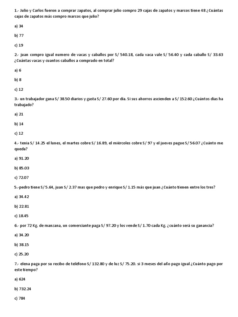 Problemas Matemáticos Resueltos | PDF