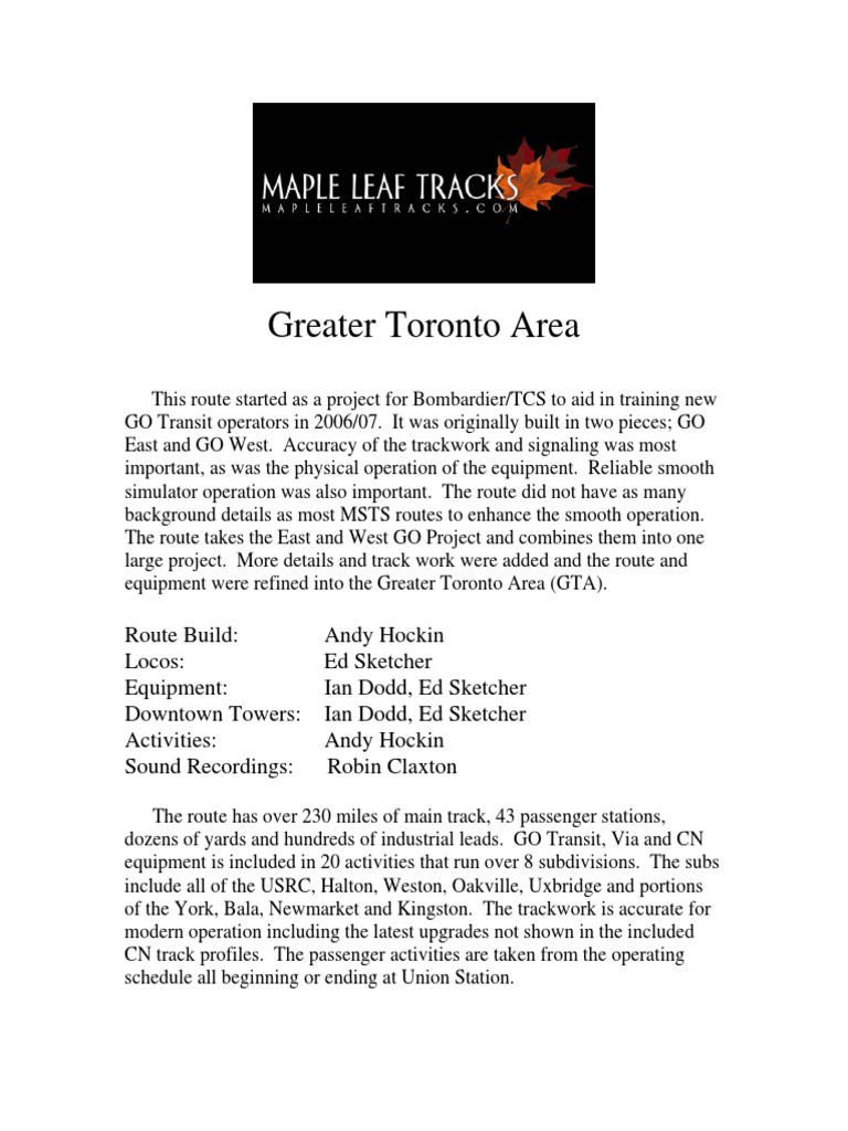 Greater Toronto Area Documentation Pdf Rail Infrastructure Rail