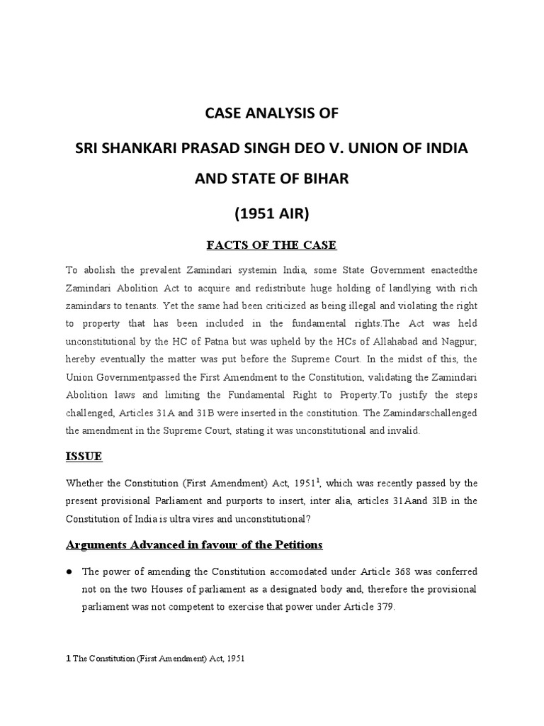 602 - Shankari Prasad Case | PDF | Constitution | Ratification