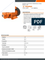 Bomba Eléctrica Periférica para Agua 1 HP: Características