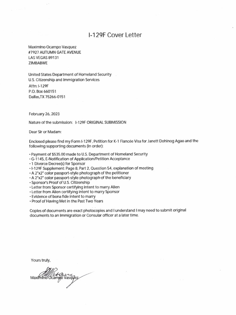 Form I-129F Cover Letter20230309 - 06105688 | PDF