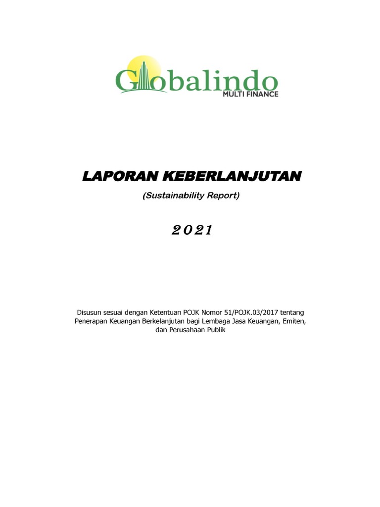 PT Globalindo Multi Finance - Laporan Keberlanjutan 2021 | PDF