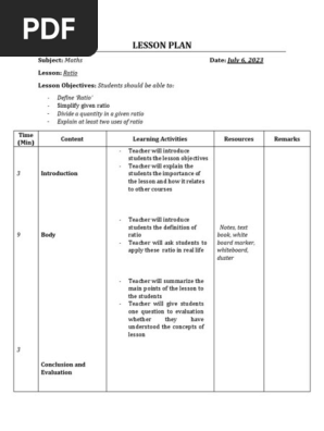 LESSON PLAN AND LESSON