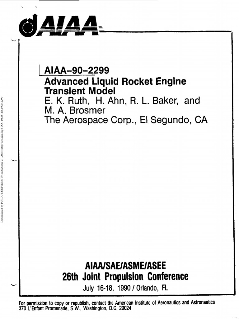 Liquid Rocket Engine Transient Model | PDF | Rocket Engine | Fluid Dynamics