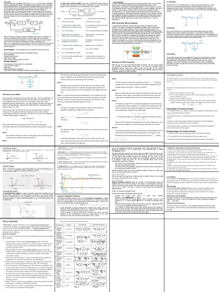 CST Cheats 2 PDF Control Theory Feedback