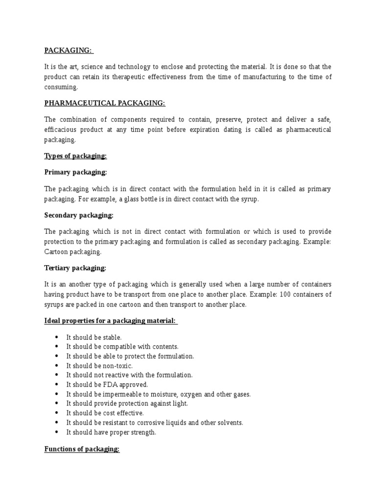 Unit 5 Packaging Materials PDF Glasses Pharmaceutical Formulation