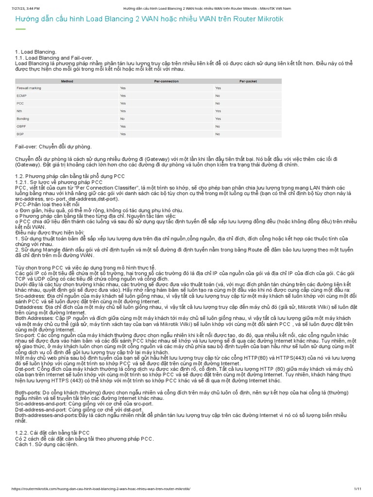 Hướng dẫn cấu hình Load Blancing 2 WAN hoặc nhiều WAN trên Router ...