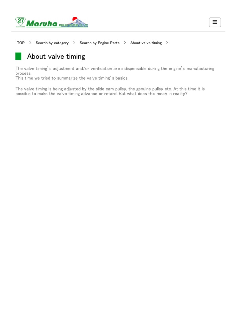 About Valve Timing | PDF | Engines | Vehicle Technology
