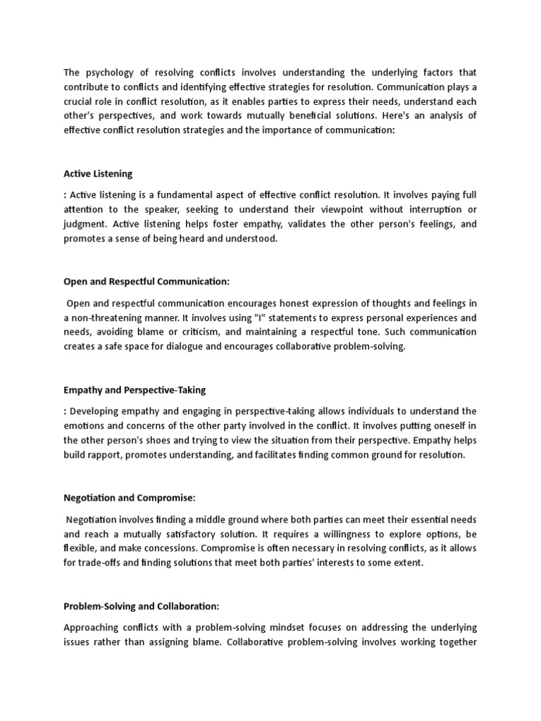 Conflict Resolution Strategies | PDF | Conflict Resolution | Mediation