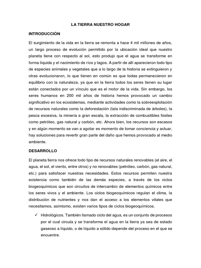 La Tierra Nuestro Hogar Pdf Agua Tierra