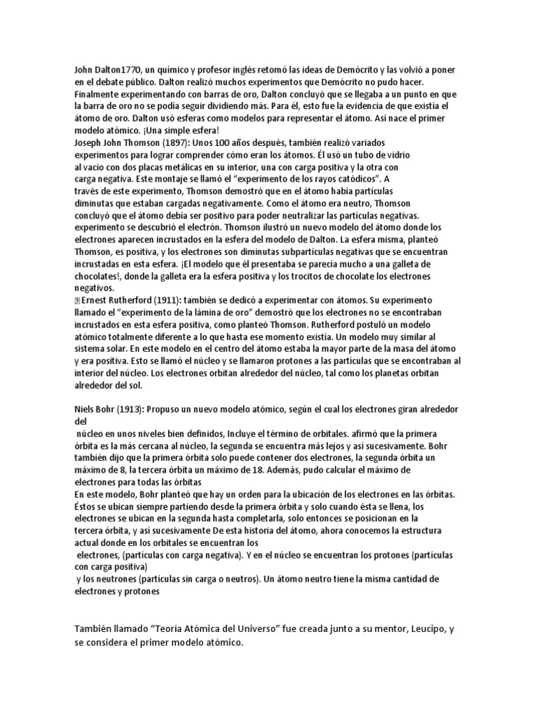 Modelos Atomicos Pdf átomos Núcleo Atómico