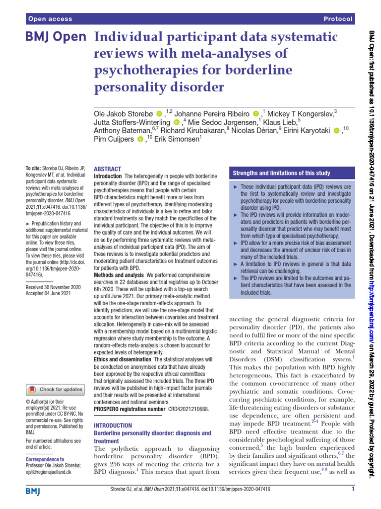 E047416 Full | PDF | Borderline Personality Disorder | Psychotherapy