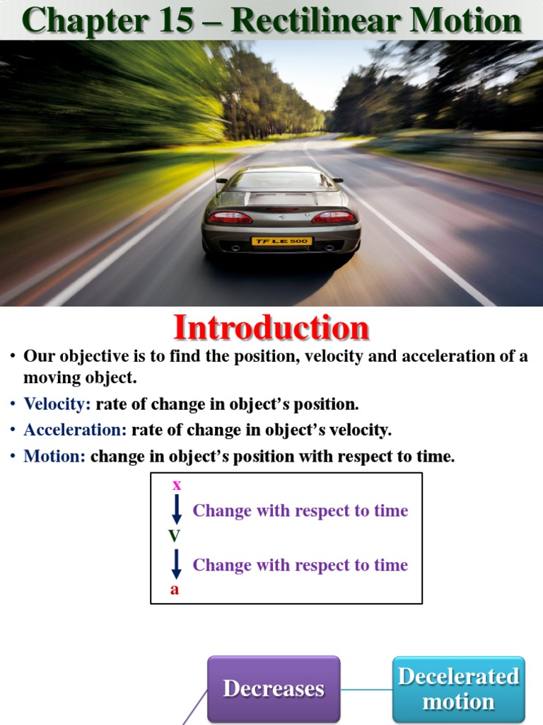 Chapter 15 Rectilinear Motion Pdf Acceleration Velocity