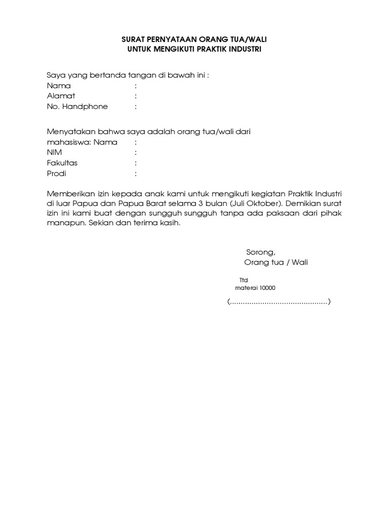 SURAT PERNYATAAN-untuk Mahasiswa-PI | PDF