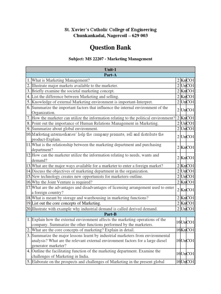 Marketing Management Question Bank | PDF | Marketing | Consumer Behaviour