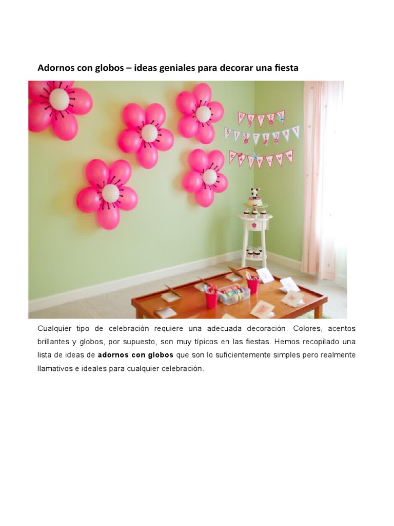 Adornos Con Globos | PDF | Helio | Materiales, image size:768x1024